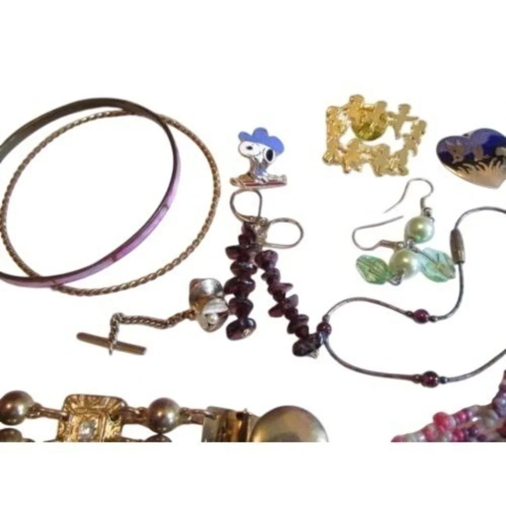 Long Multi-Strand Bead Necklace*Amethyst*Pins*24Pcs Vintage Mod Jewelry Lot*A213